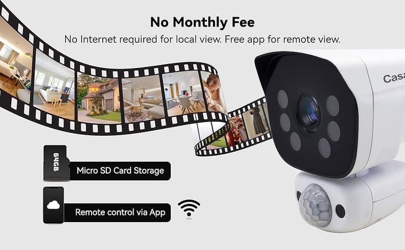 CasaCam Wireless Security Camera System | 10.1” Touchscreen Monitor, 2 2K Floodlight Cameras | Indoor/Outdoor, No Monthly Fees, AI Detection, Two-Way Talk, 64GB SD, GuardianCam Pro VS6102