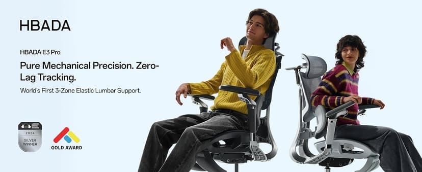 Hbada E3 Pro 2026 Edition Ergonomic Office Chair, Mesh Desk Chair with 3-Zone Floating Lumbar Support, Upgraded 4D Headrest, 720° Armrests, Black with Footrest