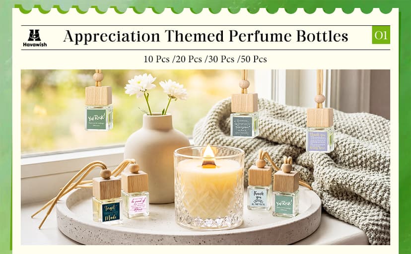 Wood Air Freshener with Thank You Cards, Essential Oil Diffuser, Customer Service Week for Teacher Coworker Staff Team Havawish 10 Pcs Car Diffuser Ornament Employee Appreciation Gift Bulk B0D1K9WQ1B