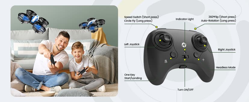 Holy Stone Mini Drone for Kids and Beginners RC Nano Quadcopter Indoor Small Helicopter Plane with Auto Hovering, 3D Flips, Headless Mode and 3 Batteries, Great Gift Toy for Boys and Girls, HS210 Blue