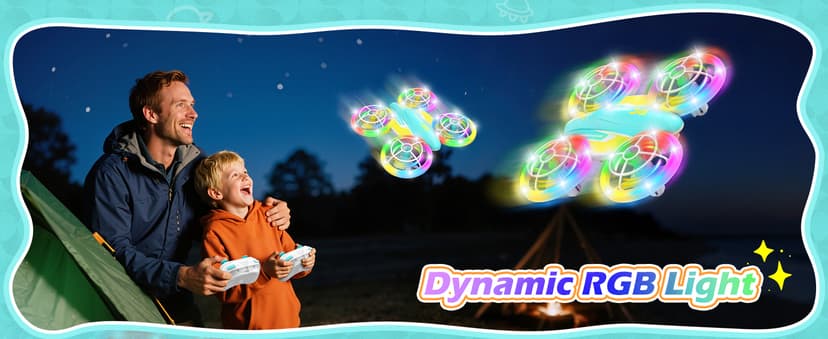 LED RC Drone for Kids 6+, Christmas Birthday Gift for Boys & Girls with Remote Batteries, 360° Flip, High Speed Mode, 45 Min Flight Indoor and Outdoor Flying Toy - Blue Yellow