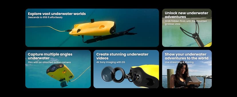 Chasing Gladius MINI S Upgraded Professional Underwater Drone Set, with 4k Resolution + EIS Anti-Shake Camera, Remote Control and App Remote Control, Support Multiple Mounts