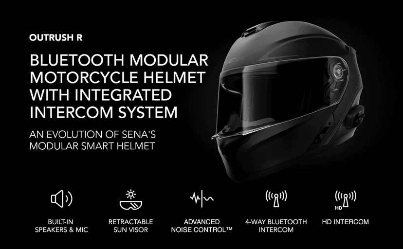 Sena Outrush R Bluetooth Modular Motorcycle Helmet with Intercom System (Gloss White, M)