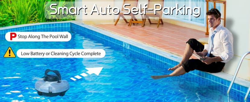 2026 Cordless Robotic Pool Cleaner - 120 Mins Automatic Pool Vacuum for Above Ground Pool & In - Ground Flat Pools up to 1000 Sq.Ft, Robot Pool Cleaner with Self - Parking Tech
