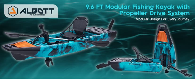 Albott Modular Fishing Kayak with Drive System & Durable HDPE, Customizable Lightweight Sit-on-Top Kayak for Youth & Adult, Perfect for Leisure & Commercial Use, 420lbs Capacity