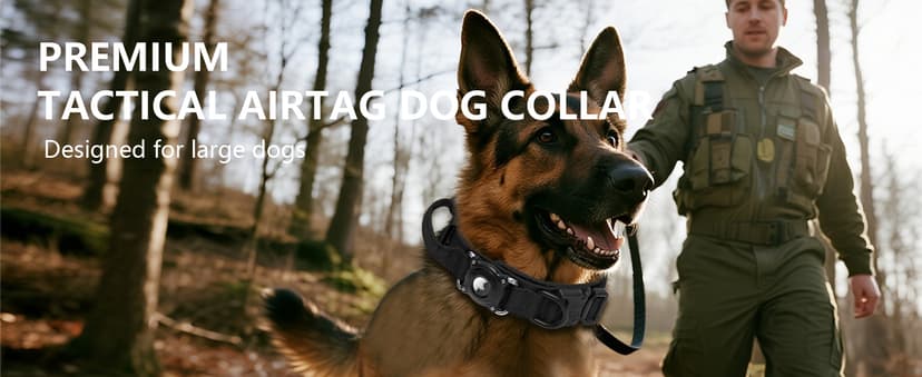 QR Code & AirTag Tactical Dog Collar - Military Grade Adjustable Reflective Collar with Control Handle, for Large Medium Dogs, Durable Nylon Metal Buckle (Yellow-L)