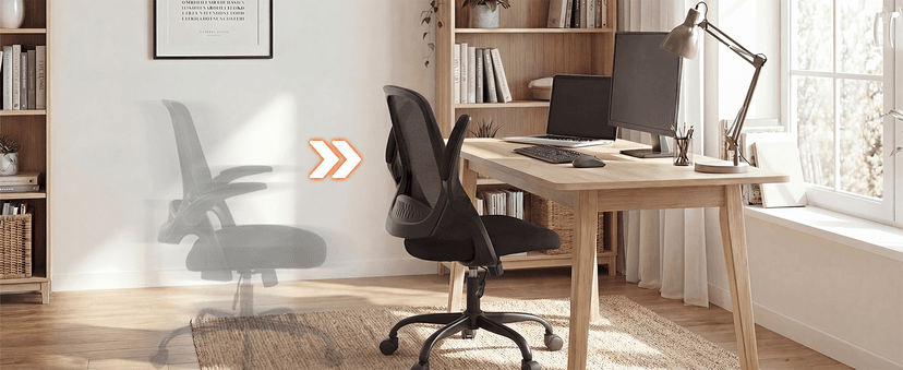 NEO CHAIR Office Chair Gaming Desk Computer Mesh Ergonomic Chair with Flip-up Arms Comfy Lumbar Support Adjustable Height Rolling Wheels Chair for Home Office (All Black)