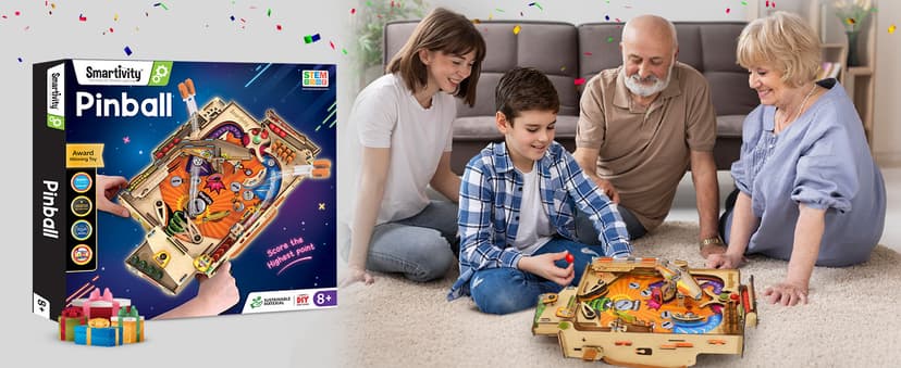 Smartivity DIY Pinball Machine Toy for Ages 8-99 Year Old | Award Winning Arcade Game for Boys & Girls | Birthday Gift Ideas for Kids & Adults | STEM Toys I Fun Family & Party Game