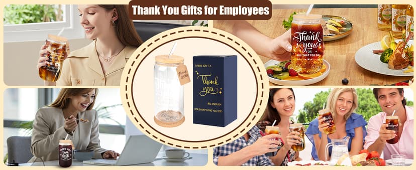 Beer glass cup, thank you gifts for staff coworker, gift box, hanging cards and coaster, birthday gift for team, men, women 8 Set Employee Appreciation Gifts Glass Cups, 16oz Can Coffee Cups B0DRN7HG9B