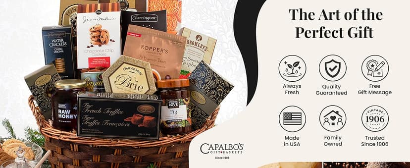 Gourmet Sympathy Basket w/ Italian Cheese, Crackers, Preserves, Chocolates, Cookies, Tea, Nuts & More, Personalized Message Capalbo's Deepest Sympathy Gift Basket in Gift-Ready Packaging B004USOZ2C