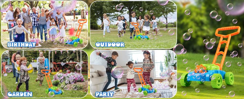 Lydaz Bubble Lawn Mower for Toddlers 1-3, Outdoor Bubble Blower Machine for 1 Year Old Boys Toy Gifts, Kids Push Summer Outside Garden Toys, Halloween Birthday Gifts for Preschool Baby Boys Age 1 2 3