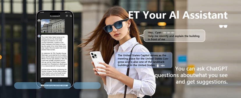 AI Smart Glasses with ChatGPT, 8MP Camera Glasses with Camera and Audio, AI Translation Sunglasses with 164 Languages, Bluetooth Sunglasses with Voice /Calling, 8-Hour Music Playback, Gradient Blue