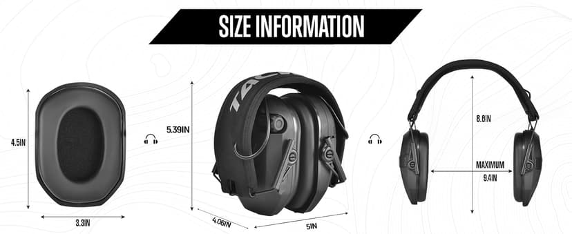 Shooting Earmuff, Ear Protection for Gun Range, Active Noise Reduction NRR 23dB For Hearing Protection