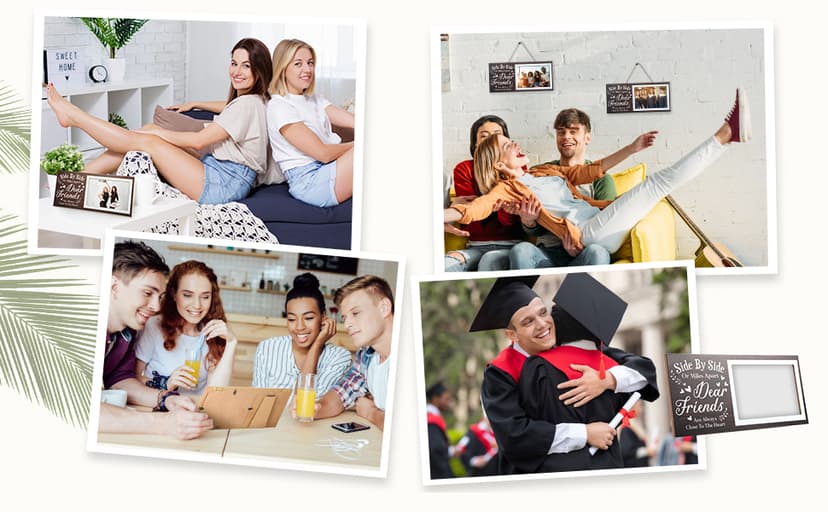 Jetec Wooden Friends Picture Frame 12 x 5.5 Inch Photo Frame Graduation Day Dear Friends Gifts Long Distance Friendship Photo Gifts(Brown)