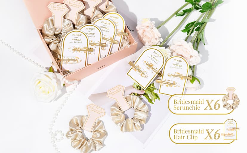 12 PCS Soft Silk Satin Hair Accessories - Scrunchies, Hair Clips for Bridal Shower Gifts, Wedding Favors for Women and Girls