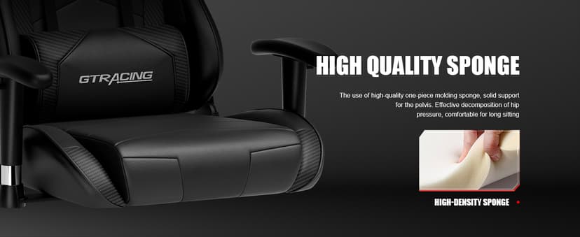 GTRACING Gaming Chair Racing Office Computer Ergonomic Video Game Chair Backrest and Seat Height Adjustable Swivel Recliner with Headrest and Lumbar Pillow Esports Chair (Dark Black)