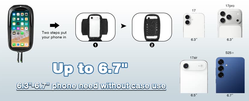 E-Bike Accessories for Men Women Compatible Phone Under 7” Straps Fit All Frames ROCKBROS Bike/Bicycle Phone Front Frame Bag, Waterproof, Tube Cycling Pouch B079QKP848