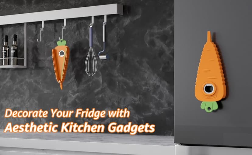 Jar Opener Bottle Opener for Weak Hands, Seniors with Arthritis and Anyone with Low Strength, Get Lids Off Easily, Carrot Shaped with Magnets for Decorate Fridge, Best Gift for Kitchen Gadgets