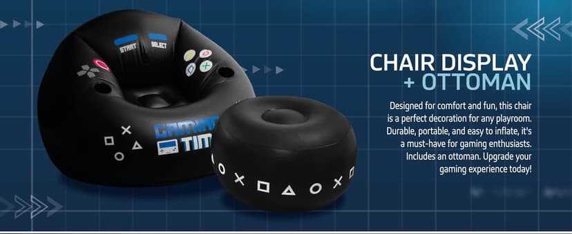 Inflatable Gaming Chair for Kids & Teens with Cup Holders and Side Pocket - This Air Gaming Bean Bag Chairs for kids is The Perfect Furniture for Gamer Room Decor - Perfect Gaming Stuff for boys 4-12