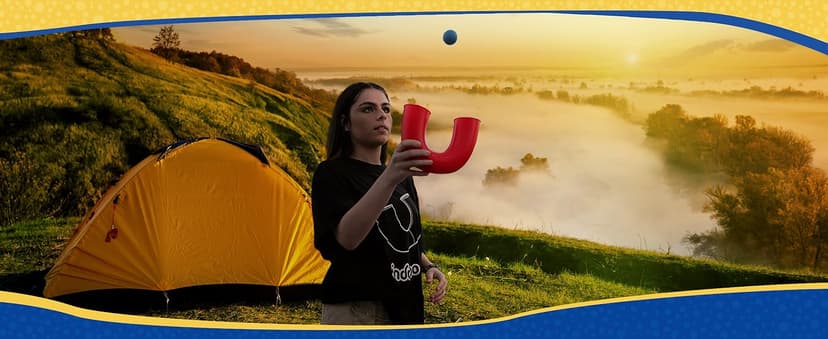 pindaloo Original Skill Game Toy with 2 Balls- Gifts for Kids and Adults Indoor & Outdoor Games, Ball Toys for Boys, Girls, & Teens - Gift Ideas, Fun Stuff, Develops Motor & Juggling Skills -Blue