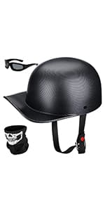 Yesmotor Baseball Motorcycle Helmet Half Cap for Bike Cruiser Chopper Moped Scooter- Dot Approved