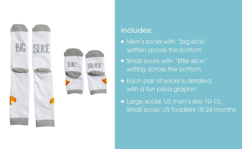 Parent And Baby Socks, Big And Little Slice Design, New Dad Gift, Baby Keepsake, Coordinating Family Apparel Pearhead Dad And Baby Matching Pizza Sock Set B08X8YF5L3