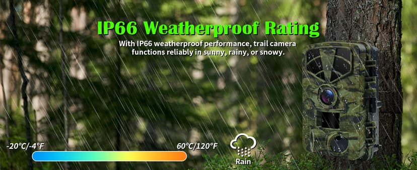 Trail Camera 4K, WiFi Game Camera, 120°Wide Angle, Night Vision Cameras, 32GB TF Card, IP66 Waterproof, Deer Scouting or Home Security, 0.2s Trigger Motion Activated for Wildlife