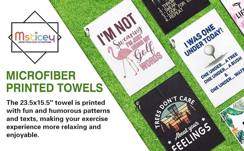 I'm Just Using My Golf Words Funny Microfiber Towel with Clip for Golfer, Mother's Day Birthday - Pink Flamingo Accessories for Women Golf Lover Mom