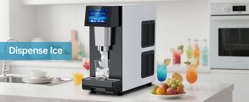 Commercial Nugget Ice Maker Machine, 100Lbs/24H Pellet Chewable Ice, 3-IN-1 Nugget Ice Maker with Ice & Water Dispenser, Self-Cleaning Countertop Stainless Steel Ice Machine for Business, Office,Party