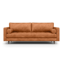 Valencia Artisan Full Leather Loveseat Sofa 66” - Pure Full Italian Nappa Leather Couch, Solid Wood Accent, Ultimate Comfort, Cognac Tan