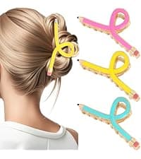 Back to School Jaw Barrettes Cute Teacher Appreciation Gift Accessories Party Costume Christmas YARIEW Pencil Hair Claw Clips for Women Thick Hair Clips for Teacher Gifts B0DSB6GNKS