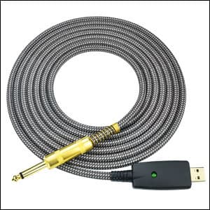 Mugteeve Guitar to USB Instrument Recording Cable, 10 Feet 1/4" TS Male to USB Guitar Cable, Nylon Braided, Gold Plated Plug, Noise Free, Plug and Play Connection, for Electric Guitar Bass Recording