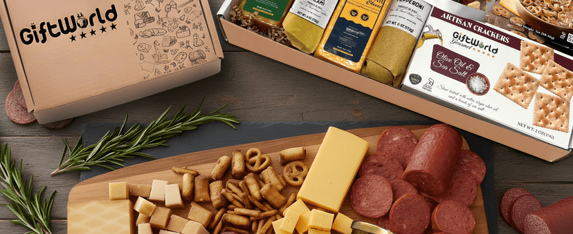 Deluxe Meat and Cheese Gift Basket – Gourmet Charcuterie Assortment Charcuterie Food Items, Meat Cheese Assortment, Food Gifts for Men, Tailgating, Business, Congratulations, Care Packages, Thanksgiving and Christmas Gifts - 11-item Bundle