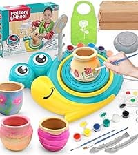 Pottery Wheel for Kids - Complete Pottery Painting Kit Arts and Crafts for Kids Ages 8-12 with 3 Pack Air Dry Clay Art Supplies Toys for Girls Boy Birthday Gift for 6 7 8 9 10 11 12+