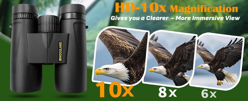 Asacam 10x42 HD Binoculars for Adults, BAK4 Prism Waterproof Lightweight Binoculars with Low Light Vision for Bird Watching, Hunting, Hiking, Travel, Cruise