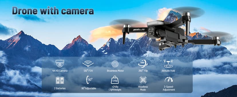 Mini Drone with Camera, 4K HD FPV Drone for Beginners,Brushless Motor, Altitude Hold, Gesture Selfie, One key Return/Emergency Stop,3D Flips, Waypoint Fly, 2 Batteries,Foldable RC Quadcopter.