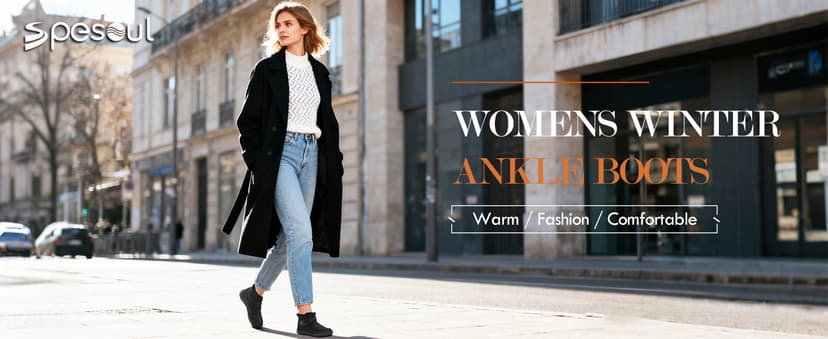 Spesoul Winter Boots for Women Waterproof Snow Boots Fuzzy Zero Drop Winter Shoes Slip On Ankle Booties for Outdoor Walking