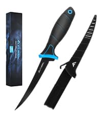 FLISSA Fillet Knife Set, Boning Knife & Bait Knives with Sharpener, Protective Sheath, Belt Clip, Non-Slip Handle, Portable Pouch & Corrosion Resistant Coating Blade, for Fresh or Saltwater (4-Piece)