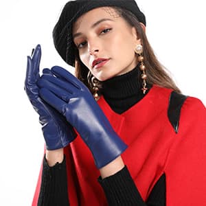 FEIQIAOSH Winter Leather Gloves for Women, Premium Sheepskin Warm Gloves for Cold Weather, Fleece Lining Touch Screen Glove