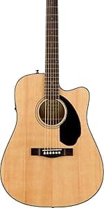 Fender FA-25CE Dreadnought Acoustic Electric Guitar, Beginner Guitar, with 2-Year Warranty, Includes Built-in Tuner and On-Board Volume and Tone Controls, Comes with Free Lessons, Natural