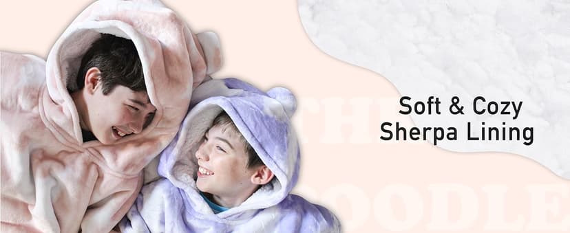 THREE POODLE Wearable Blanket Hoodie for Women, Oversized Sherpa Sweatshirt Blanket for Adults Men, Cozy Hooded Blankets, Gifts for Teen Girls Women Mom Sister