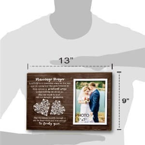 Buecasa Marriage Rustic Sign with 5pcs Panels Strung Together - Bridal Shower Gift for Couples Wife Husband - Christian Religious Inspiring Home Decor Newlywed