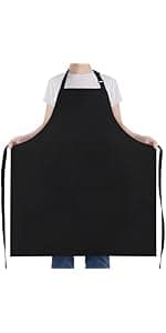 NLUS 2 Pack Kitchen Cooking Aprons, Adjustable Bib Soft Chef Apron with 2 Pockets for Men Women(Black/Brown Stripes) B08F79GXXM