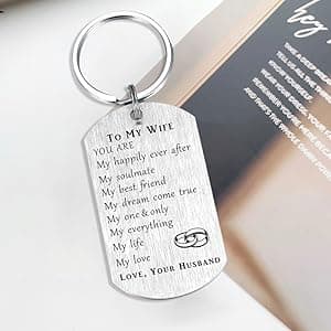 CPLJW Wife Birthday Gifts from Husband, Romantic Gift for Her Women, Best Anniversary for Wife Gifts, Mothers Day Meaningful Keychain Gift for Wifey