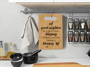 Housewarming Gift for Neighbors, Best Gifts for Neighbors, Neighbors Gifts, Farewell Gifts Thank you Gifts for Neighbors Christmas Cutting Board Gift