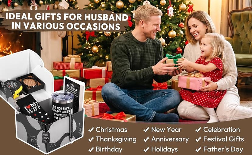 Best Gift for Husband Unique Birthday Gift Including Tumbler Mug Socks Bracelet Tape Measure Keychain Multitool Pen for Anniversary Birthday Christmas B0HHMQ7ZJY