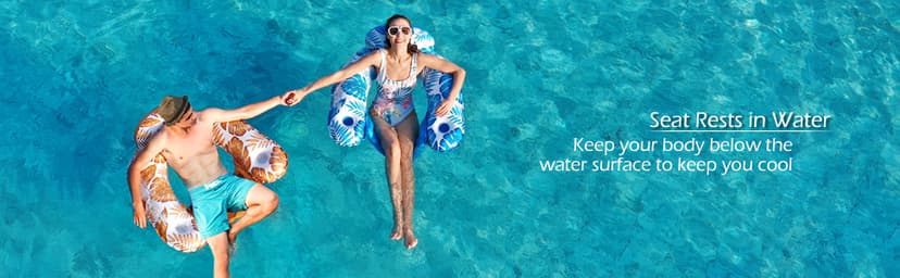 Jasonwell Inflatable Pool Float Chair - 2 Pack Pool Floaties Chair Floats Loungers for Swimming Pools Floating Lounger with Cup Holders Toy Party Floaties for Adults L