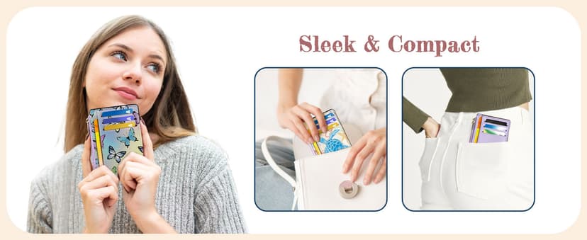 Tipmile Credit Card Holder for Women Slim Minimalist Front Pocket RFID Blocking Wallet Small Compact Card Case with ID Window, Vibrant Pink