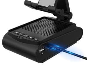 Gifts for Men, Cell Phone Stand with Wireless Bluetooth Speaker, Birthday Gifts for Mens Dad Boyfriend, Cool Gadgets for Men, Anniversary Ideas Gift, Compatible with iPhone/iPad/Samsung Galaxy