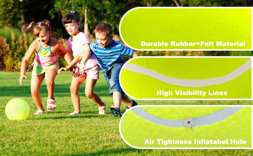 Giant 9.5" Dog Tennis Ball Large Pet Toys Funny Outdoor Sports Ball with Inflating Needles for Small Medium Large Dog